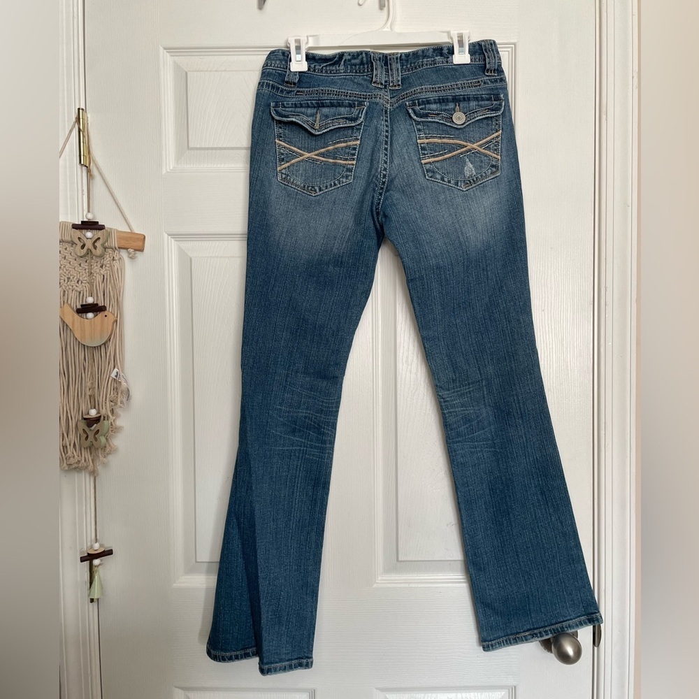 Vintage Aeropostale Women's Medium Blue Chelsea BootCut Curvy Jeans size 7/8 R